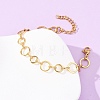 304 Stainless Steel Round Ring Link Chain Bracelets for Women BJEW-F536-01G-5