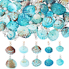 50Pcs 2 Colors Dyed Natural Shell & Imitaiton Round White Pearl Pendants SHEL-NB0001-70-1