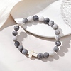 Natural Hawk's Eye & Synthetic Turquoise Beaded Stretch Bracelets for Women Men BJEW-JB13312-1