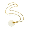 2Pcs 2 Styles Natural Shell and 304 Stainless Steel Starfish and Shell Shape Pendant Paperclip Chain Necklaces for Women NJEW-JN06215-4