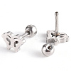 Tarnish Resistant 201 Stainless Steel Barbell Cartilage Earrings EJEW-R147-16-2