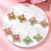 Flower Brass Glass Seed Beads Dangle Earrings EJEW-MZ00650-1