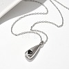304 Stainless Steel Black Enamel Heart Teardrop Keepsake Ashes Memorial Necklaces NJEW-P326-06P-1