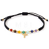 Chakra Natural Amethyst & Citrine & Red Jasper & Green Aventurine & Lapis Lazuli & Synthetic Turquoise Braided Bead Bracelets NE7743-5