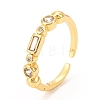 Brass Micro Pave Cubic Zirconia Cuff Ring RJEW-F118-20-4