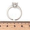 Brass Micro Pave Cubic Zirconia Cuff Open Rings for Women RJEW-B160-04P-5