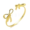 Rack Plating Bowknot Brass Cuff Bangles for Women BJEW-B106-25D-G-1