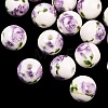 Floral Printed Porcelain Beads X-PORC-Q199-12mm-01-1