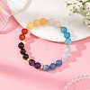 8MM 7 Chakra Gemstone Round Beaded Stretch Bracelets with Brass Beads BJEW-JB14474-1