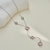 304 Stainless Steel Glass Rhombus Long Y Tassel Necklaces for Women WGE6B13-03-2