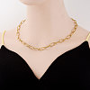 304 Stainless Steel Textured Paperclip Chain Necklaces for Women HX6515-2-3