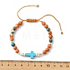 Adjustable Synthetic Turquoise & Ocean White Jade Braided Bead Bracelets BJEW-JB13733-3