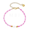 Natural Freshwater Shell Dyed Beaded Bracelets for Women BJEW-JB13405-3