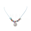 3Pcs 3 Style Sun & Moon & Star Synthetic Turquoise Chips Beaded Pendant Necklaces Set for Women NJEW-JN04221-5