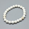 Natural Magnesite Bead Stretch Bracelets X-BJEW-K212-A-008-2