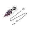 Natural Amethyst Chip & Epoxy Resin Dowsing Pendulum Big Pendants AJEW-N004-01D-2