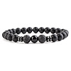 Round Natural Obsidian Beaded Stretch Bracelets for Women Men LS-XP2963-3-1