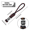2Pcs 2 Colors Braided Polyester EDC Knife Parachute Lanyard Alloy Skull Bead Pendant Decoration for Men HJEW-HY0001-07-2