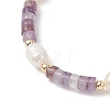 Natural Amethyst & Cultured Freshwater Pearl Beaded Bracelets for Women BJEW-JB13249-02-3