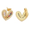 Rack Plating Brass Micro Pave Cubic Zirconia Stud Earrings for Women EJEW-C125-19G-4