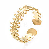 304 Stainless Steel Fish Bone Wrap Open Cuff Ring RJEW-T023-64G-3