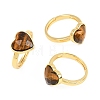 Natural Gemstone Finger Rings with Brass Findings G-H353-03G-7