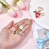 2Pcs 2 Colors Resin & Enamel Strawberry with Flower Keychains KEYC-PH0002-41-3