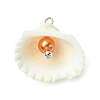 Natural Shell & Imitation Pearl Pendants PALLOY-JF03376-02-3