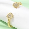 Brass Micro Pave Clear Cubic Zirconia Sunflower Open Cuff Bangles for Women CU-CBAE7DF-49G-1