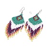 Glass Seed Braided Rhombus with Tassel Chandelier Earrings LS-EJEW-H084-05P-2