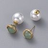 Natural Green Aventurine Ball Stud Earrings EJEW-JE03980-04-2