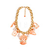 Acrylic Lady Perfume Bottle High Heel and Imitation Pearl Pendant Bib Necklaces with Alloy Chains for Women FS-WGDF0C3-09-1