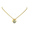 Brass Natural Paua Shell & Pearl Pendant 304 Stainless Steel Curb Chain Necklaces for Women NJEW-JN06258-02-2