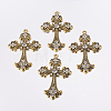 Alloy Rhinestone Cross Big Pendants ALRI-1475-AG-NR-4