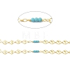 Brass & Synthetic Turquoise Link Chain CHC-D029-04G-2