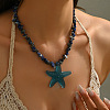 Bohemian Summer Beach Resin Starfish Pendant Natural Sodalite Chip Beaded Necklaces WGA12D3-01-2