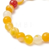 Natural Striped Agate Round Beaded Bracelets BJEW-JB11924-02-4