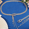 2Pcs 2 Colors Brass & Iron Full Crystal Rhinestone Chain Belts with Double Rings Buckles AJEW-FG0006-30A-5