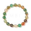 Dyed & Heated Natural Peacock Agate Round Beads Stretch Bracelets for Women Men BJEW-JB13444-2