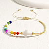 Vintage Bohemian Cross Shell & Mixed Stone Bead Braided Bracelets LJ7242-2-2