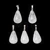 Teardrop Platinum Tone Brass Quartz Crystal Pendants G-F267-04I-2