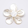 Natural White Shell Mother of Pearl Shell Flower Big Pendants SSHEL-J032MS-05-2