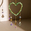 Heart Natural Green Aventurine Chips Hanging Ornaments HJEW-G024-01E-1