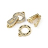 Brass Clear Cubic Zirconia Fold Over Clasps KK-Z078-09G-2