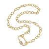 Brass Cable Chain Necklaces with Brass Micro Pave Clear Cubic Zirconia Oval Screw Carabiner Lock Charms NJEW-JN06422-2