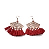 Alloy Fan with Tassels Dangle Earrings EJEW-E267-02RC-2