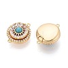 Brass Pave Clear Cubic Zirconia Magnetic Clasps KK-N287-09G-2