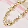 Brass Micro Pave Cubic Zirconia Link Chain Bracelets for Women BJEW-C156-04D-02G-3