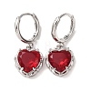 Valentine's Day Heart Brass & Glass Hoop Earrings EJEW-Z164-23P-01-4
