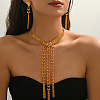 Vintage Middle Eastern Alloy Long Tassel Necklace & Earrings Sets for Women ES4853-4